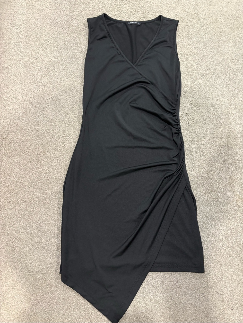 Black Sleeveless Wrap-Effect Mini Dress